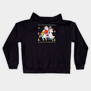 Santa Riding Unicorn Merry Christmas Xmas Sweater Ugly Kids Hoodie